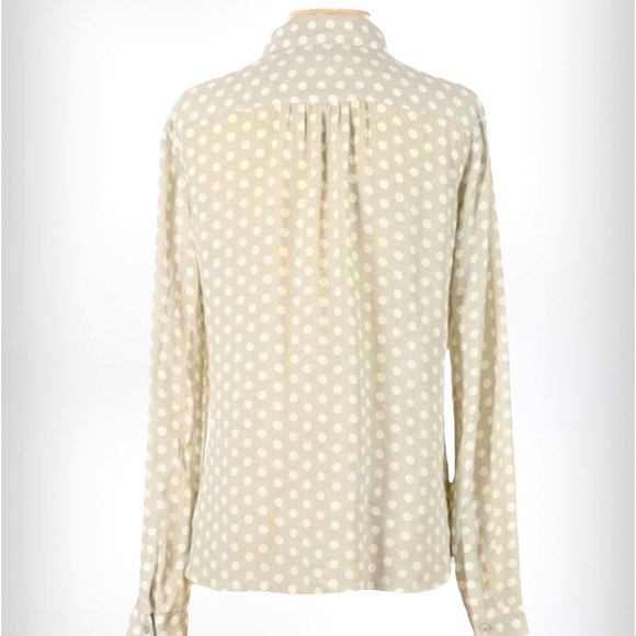 AnnTaylor LOFT Cute & Trendy Polka Dot Collar Button Down Gray/White Blouse SZ L - Picture 4 of 7